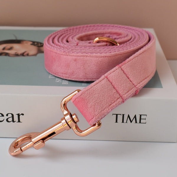 PERSONALIZZABILE - SET COLLARE PER CANI IN VELLUTO ROSA