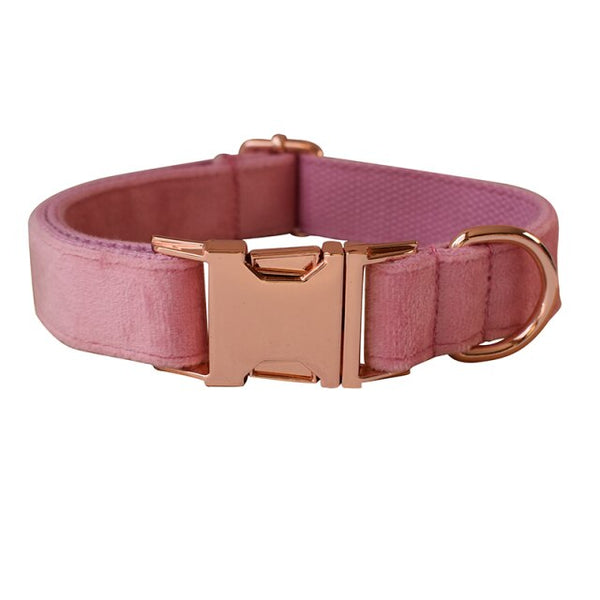 PERSONALIZZABILE - SET COLLARE PER CANI IN VELLUTO ROSA