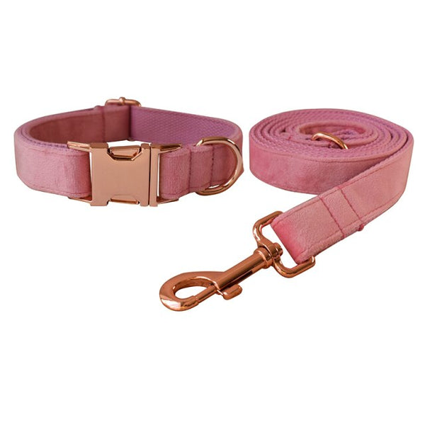 PERSONALIZZABILE - SET COLLARE PER CANI IN VELLUTO ROSA