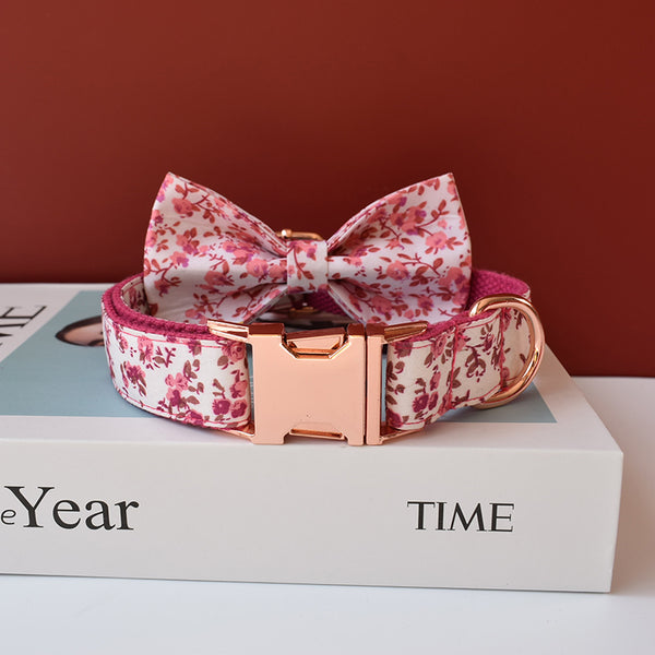 PERSONALIZZABILE - SET COLLARE PER CANI A FIORI ROSA