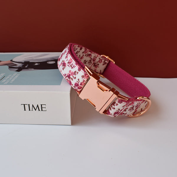 PERSONALIZZABILE - SET COLLARE PER CANI A FIORI ROSA