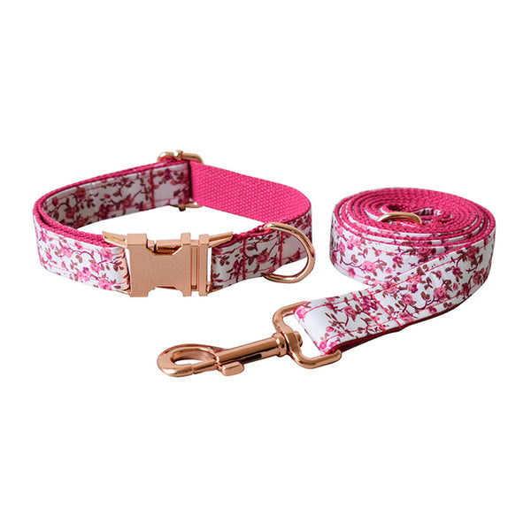 PERSONALIZZABILE - SET COLLARE PER CANI A FIORI ROSA