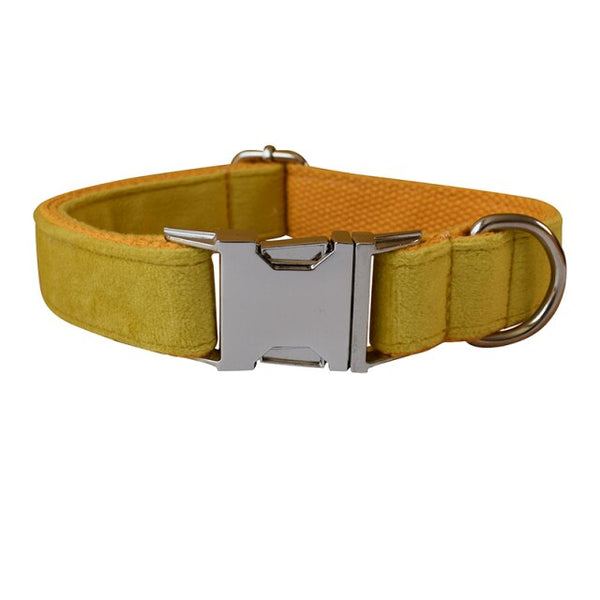 PERSONALIZZABILE - SET COLLARE PER CANI IN VELLUTO GIALLO