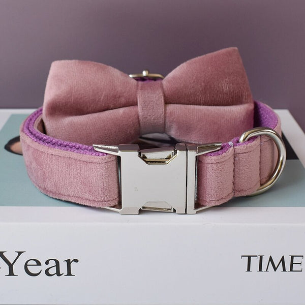 PERSONALIZZABILE - SET COLLARE PER CANI IN VELLUTO VIOLA ERICA