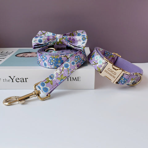 PERSONALIZZABILE - SET COLLARE PER CANI FIORI VIOLA