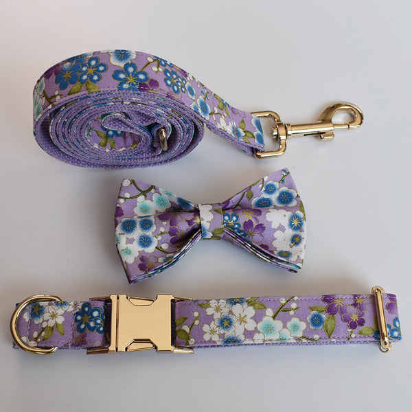 PERSONALIZZABILE - SET COLLARE PER CANI FIORI VIOLA